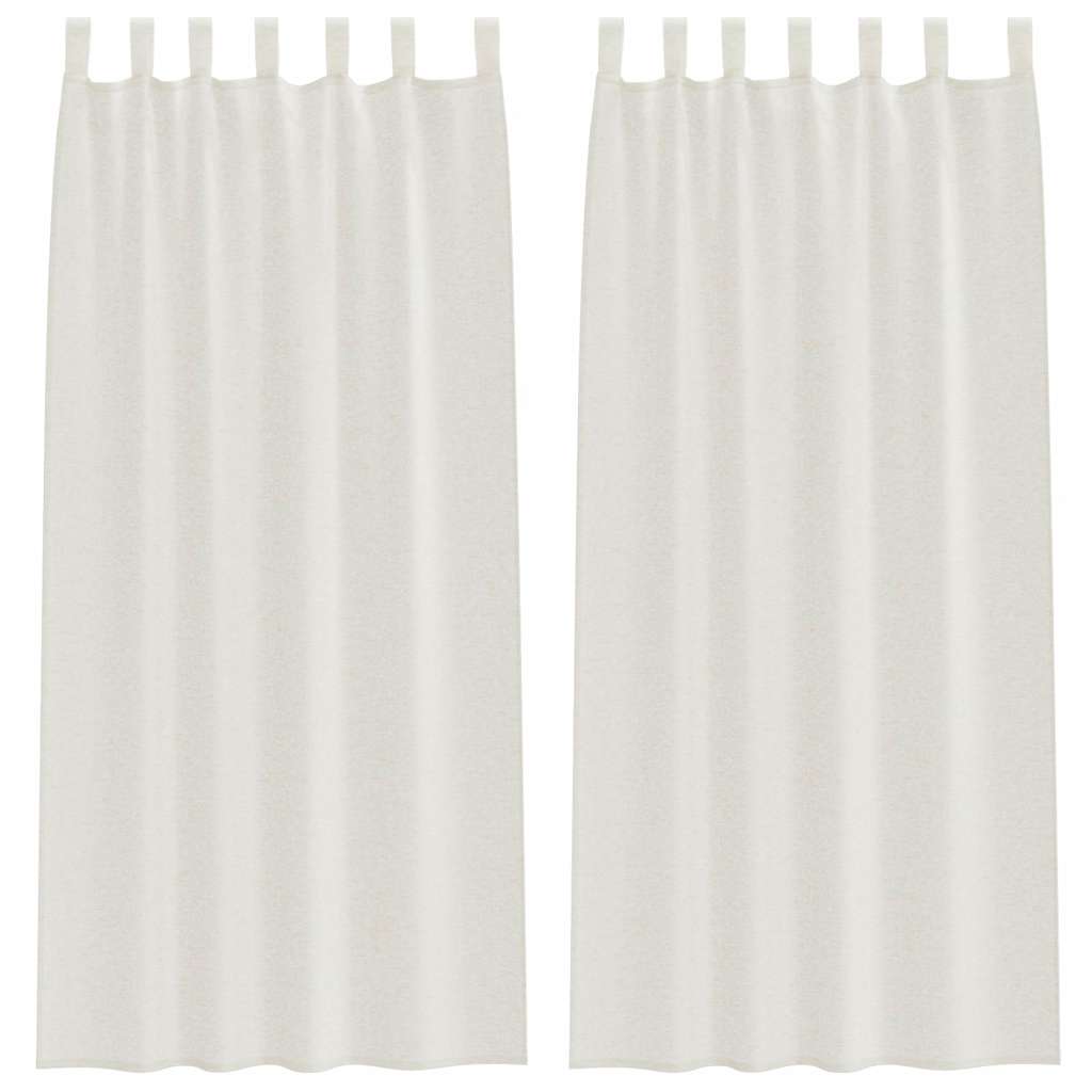 Voile Curtain with Curtains 2 pcs Cream 140x260cm Polyester